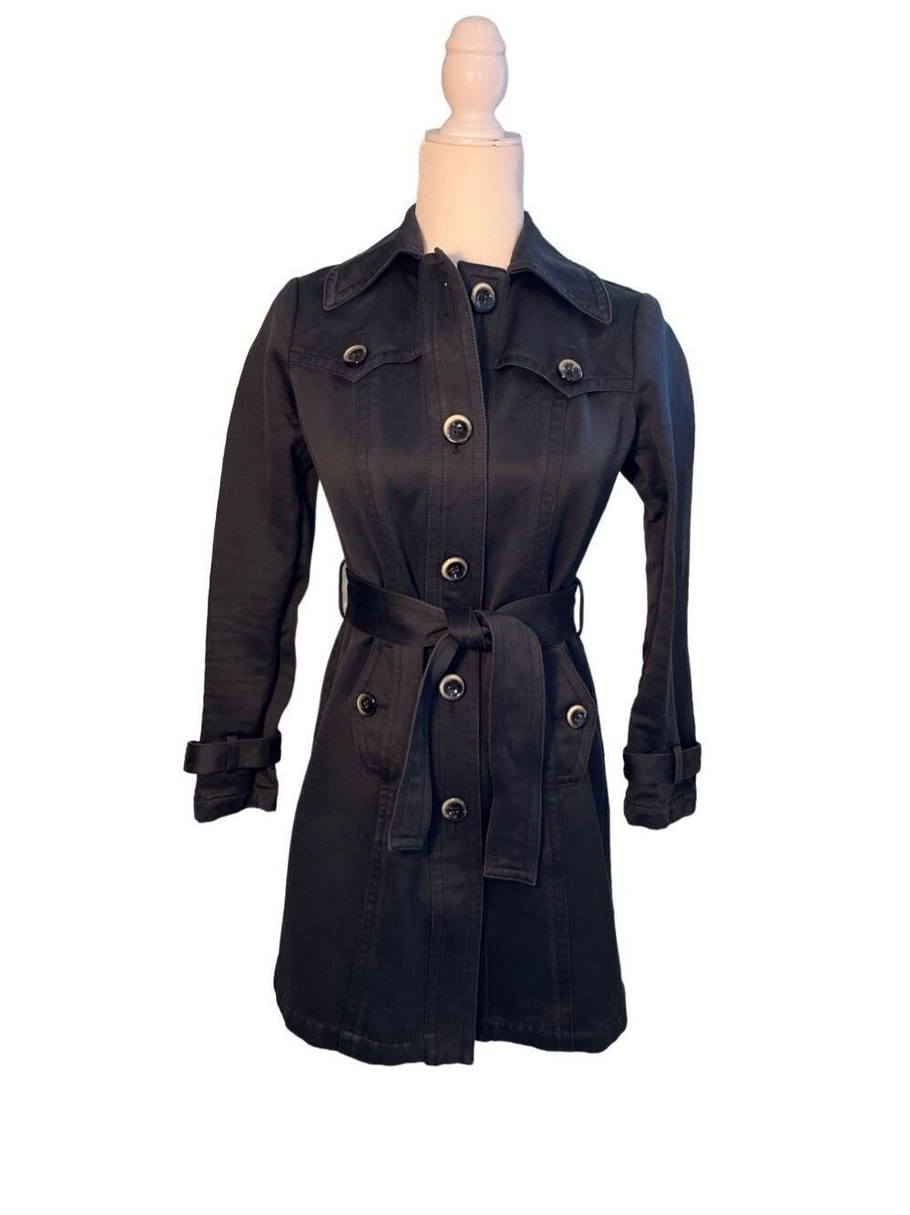 Banana Republic 100% cotton wax finish midnight blue trench coat - XS